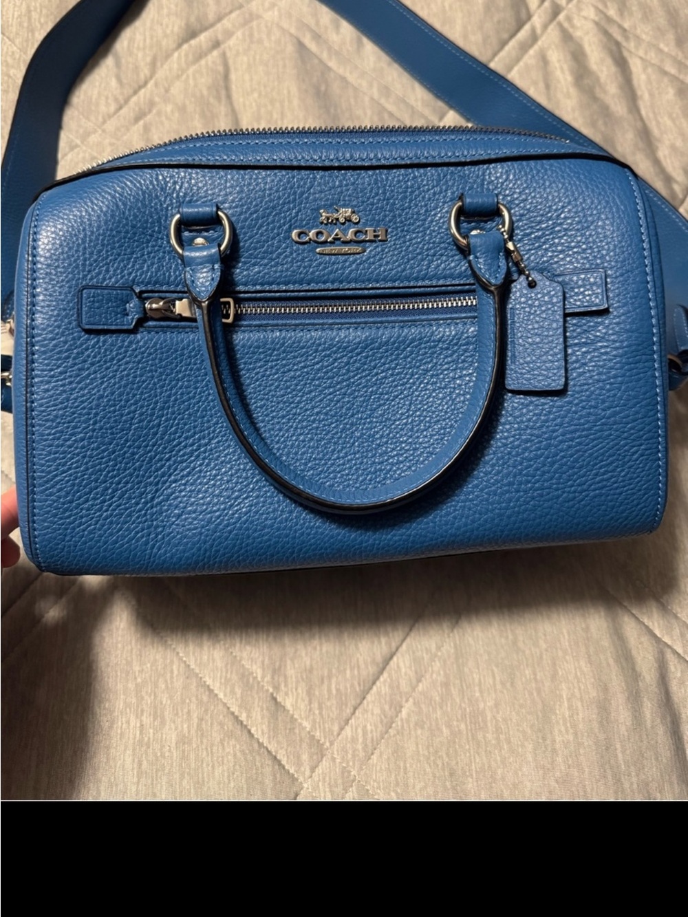 Coach Cobalt Blue Pebbled Leather Crossbody Satchel